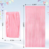 2Pack Pastel Pink Foil Fringe Tinsel Curtains, Pink Backdrop Streamers