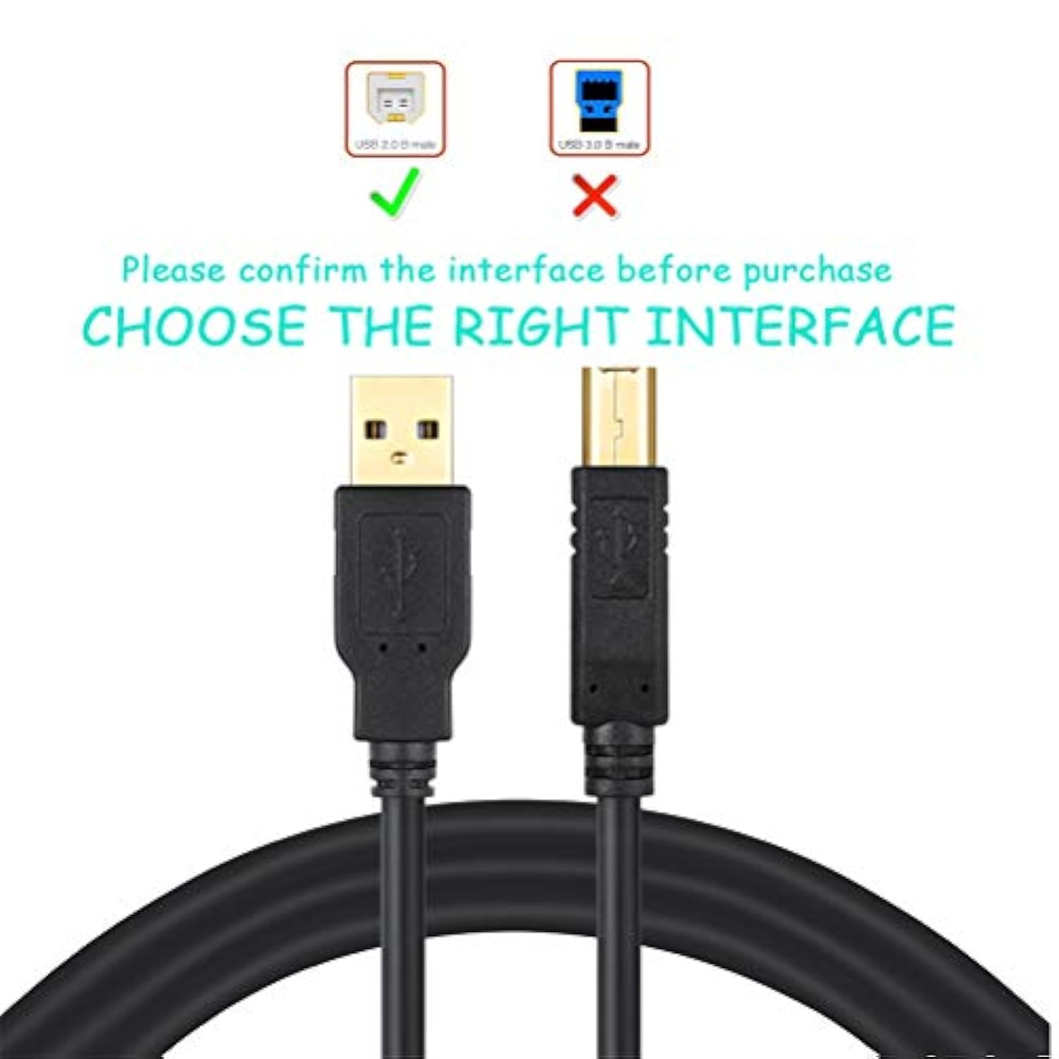 Usb 2.0 Printer Cable 30 Ft Usb Type A Male To B Male Printer Scanner Cord For Hp, Canon, Lexmark, Epson, Dell Usb A To B Cable And More (Black 30Ft)…
