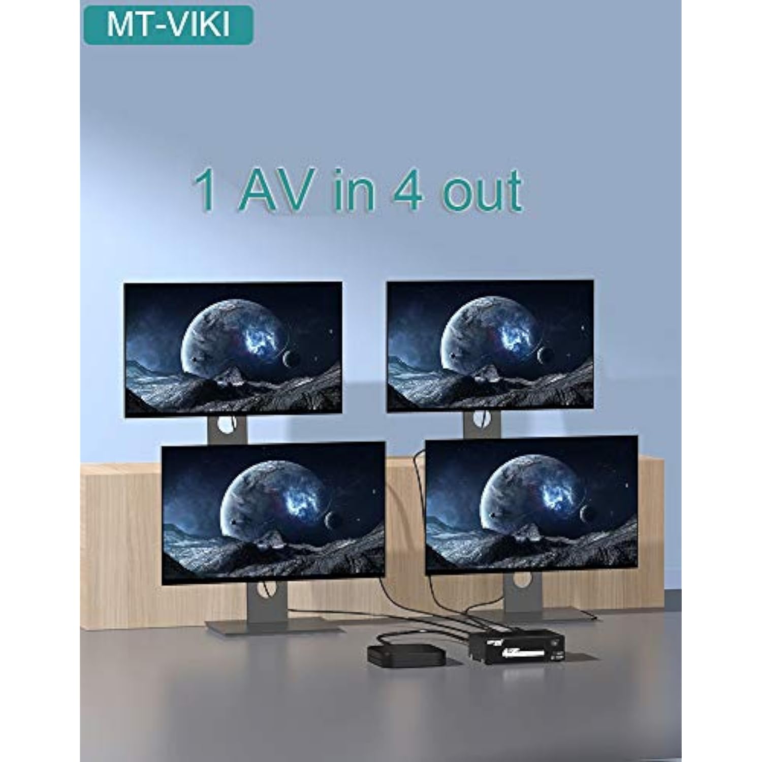 4 Way 3 Rca Splitter Composite Video Audio Distribution (1 In 4 Out)