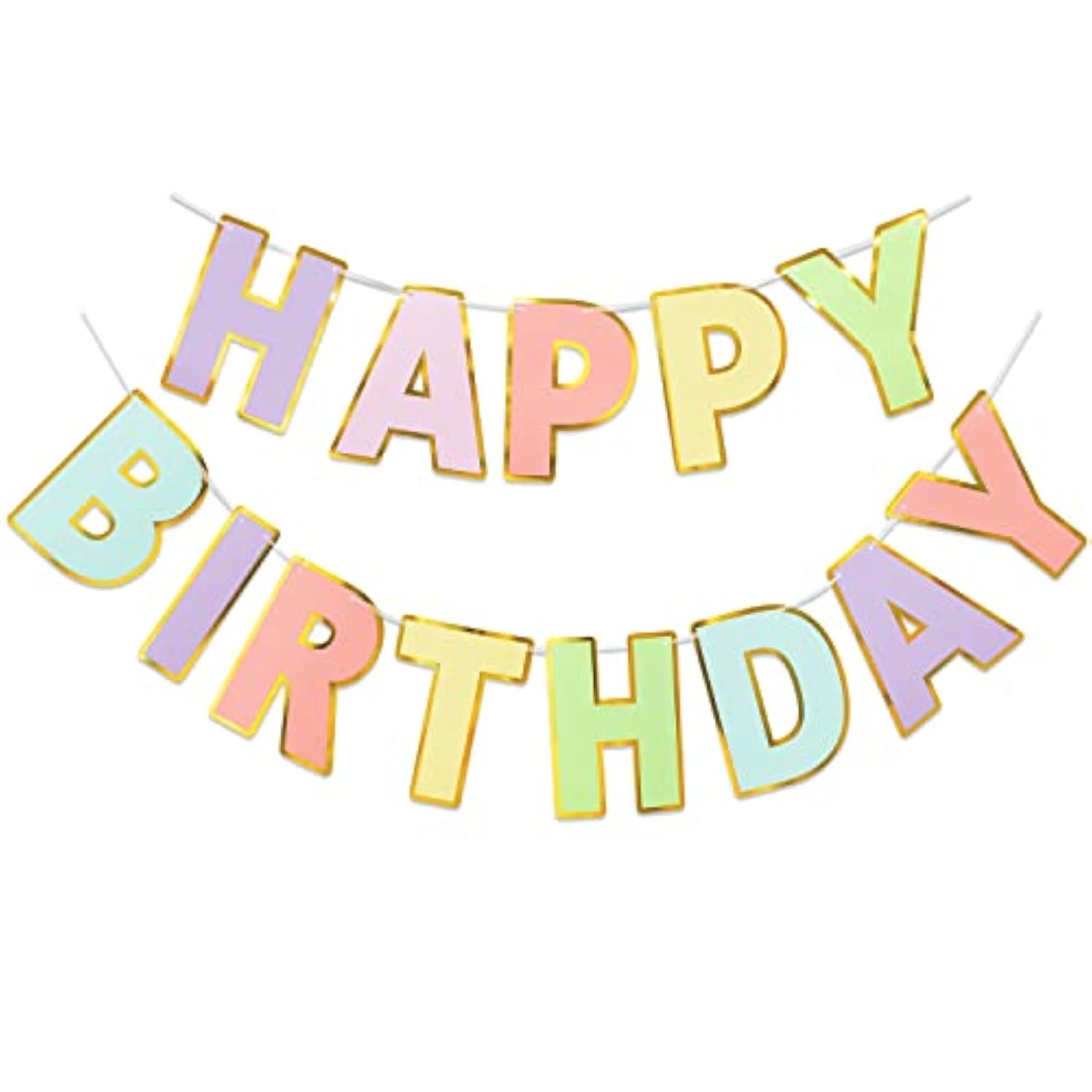 Pastel Happy Birthday Banner – 9ft Pre-Strung, No Assembly Needed for All Ages & Celebrations