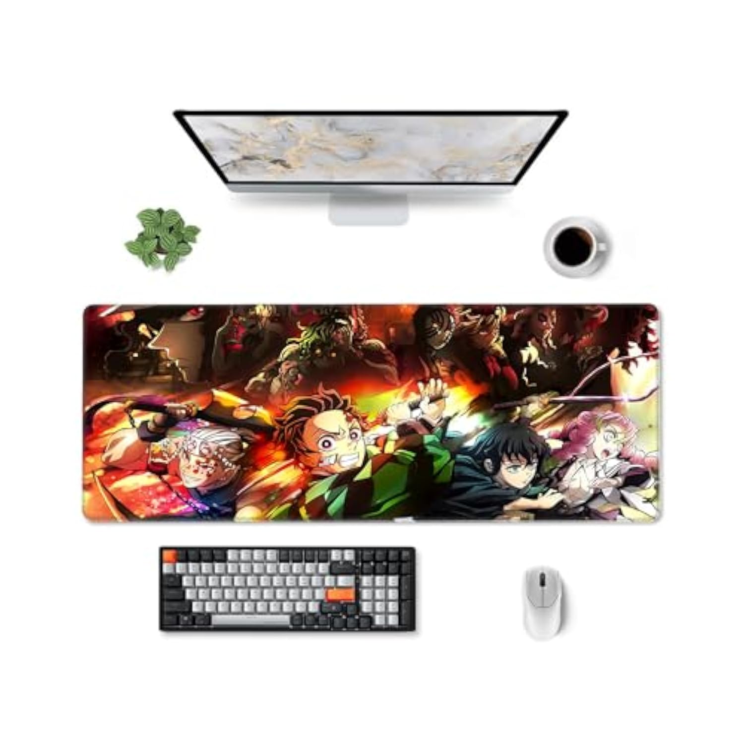 Mouse Pad For Demon Anime Slayer - Non Slip Rubber Base Gaming Large Mouse Pad For Computer | Kaimetsu No Yaiba 11.8 X 31.5In Home Office Long Mouse Mat