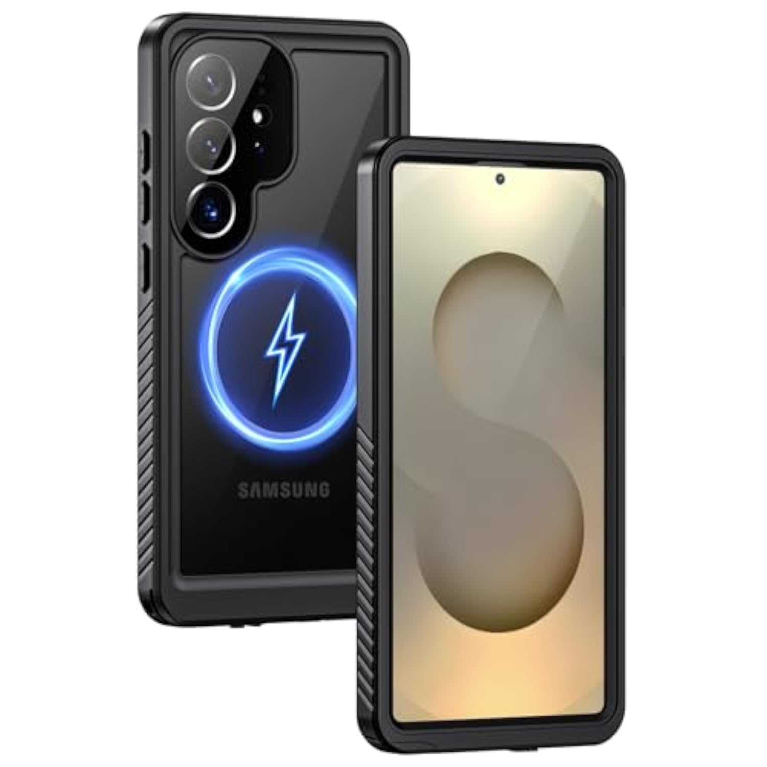 Magnetic For Samsung Galaxy S25 Ultra Case, Ip68 Waterproof Dustproof, Built-In Screen Protector, Rugged Full Body Shockproof Cover For Galaxy S25 Ultra 5G 6.9 Inch, Black/Clear