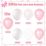 Pink Bow Balloons: Coquette Party Decorations, 32pcs