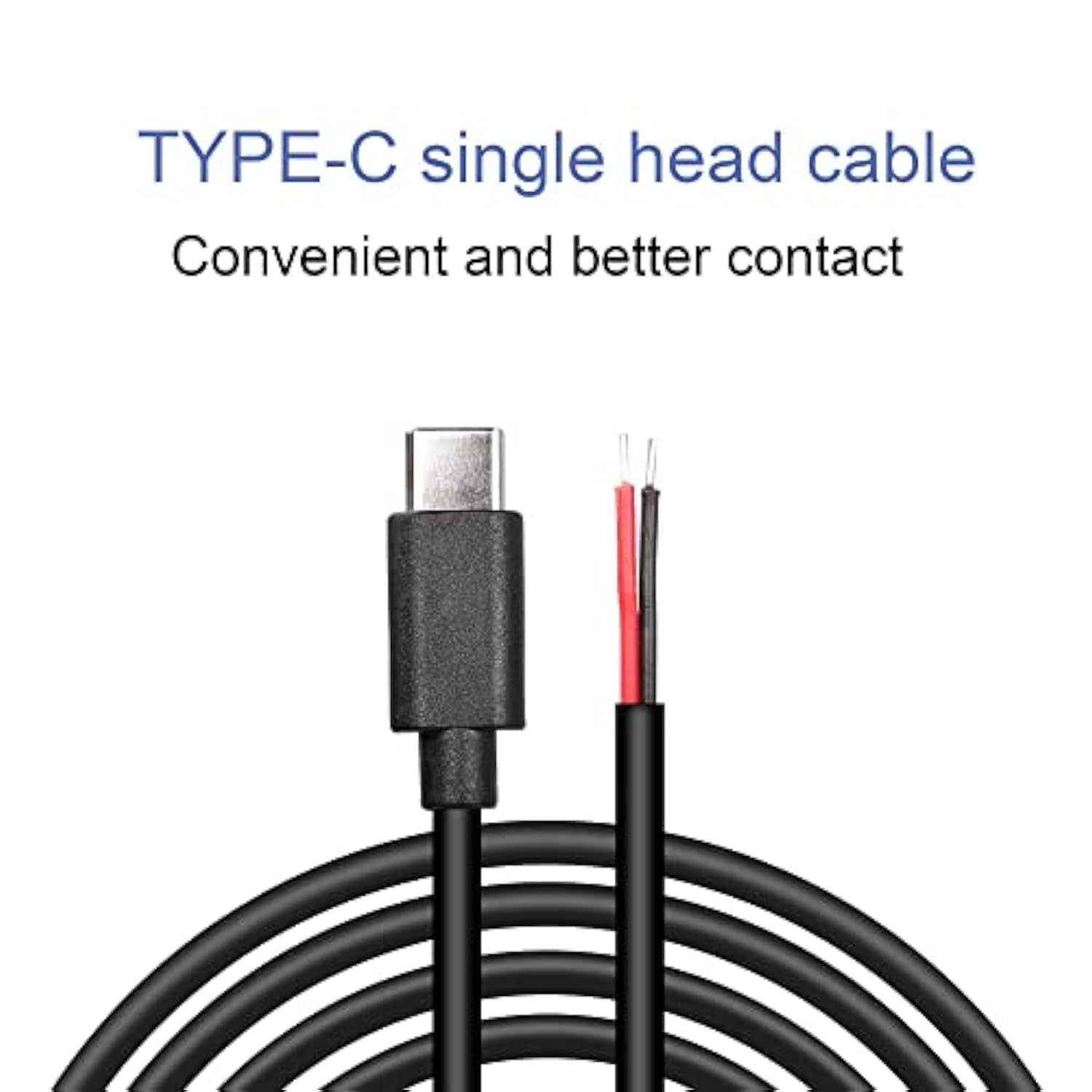 Usb Type-C Pigtail Cable Extension Power Cable 22Awg 5V 3A Usb-C Plug To 2 Pin