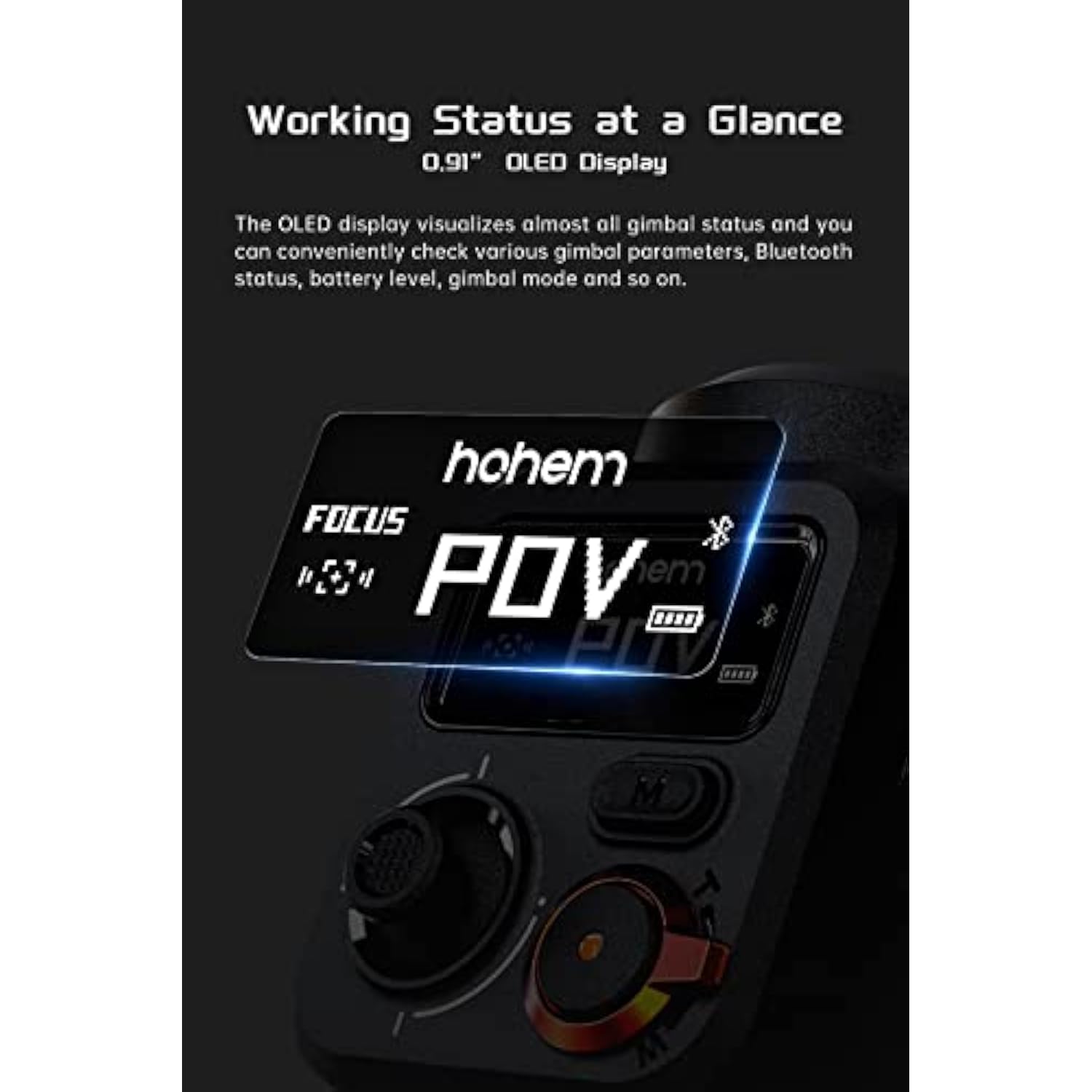 Hohem iSteady M6 Gimbal Stabilizer for Smartphone, 3-Axis Cell Phone Stabilizer Built-in OLED Display 400g Payload Reverse Charging Android and iPhone Gimbal with Inception Motion Timelapse