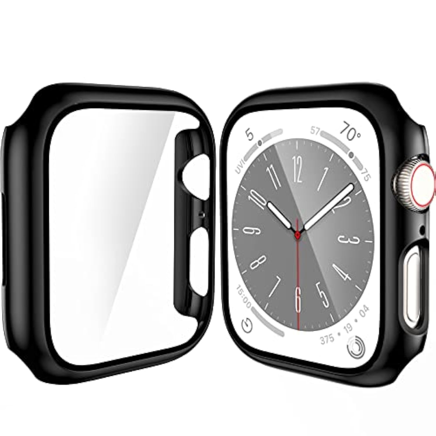 [ 2 Pack ] Case Compatible For Apple Watch Series 8 Series 7 45Mm With Screen Protector, Hard Pc Full Cover Tempered Glass Protector For Apple Watch Series 8 Series 7 Accessories, Black