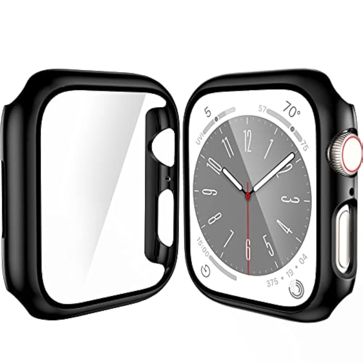 [ 2 Pack ] Case Compatible For Apple Watch Series 8 Series 7 45Mm With Screen Protector, Hard Pc Full Cover Tempered Glass Protector For Apple Watch Series 8 Series 7 Accessories, Black