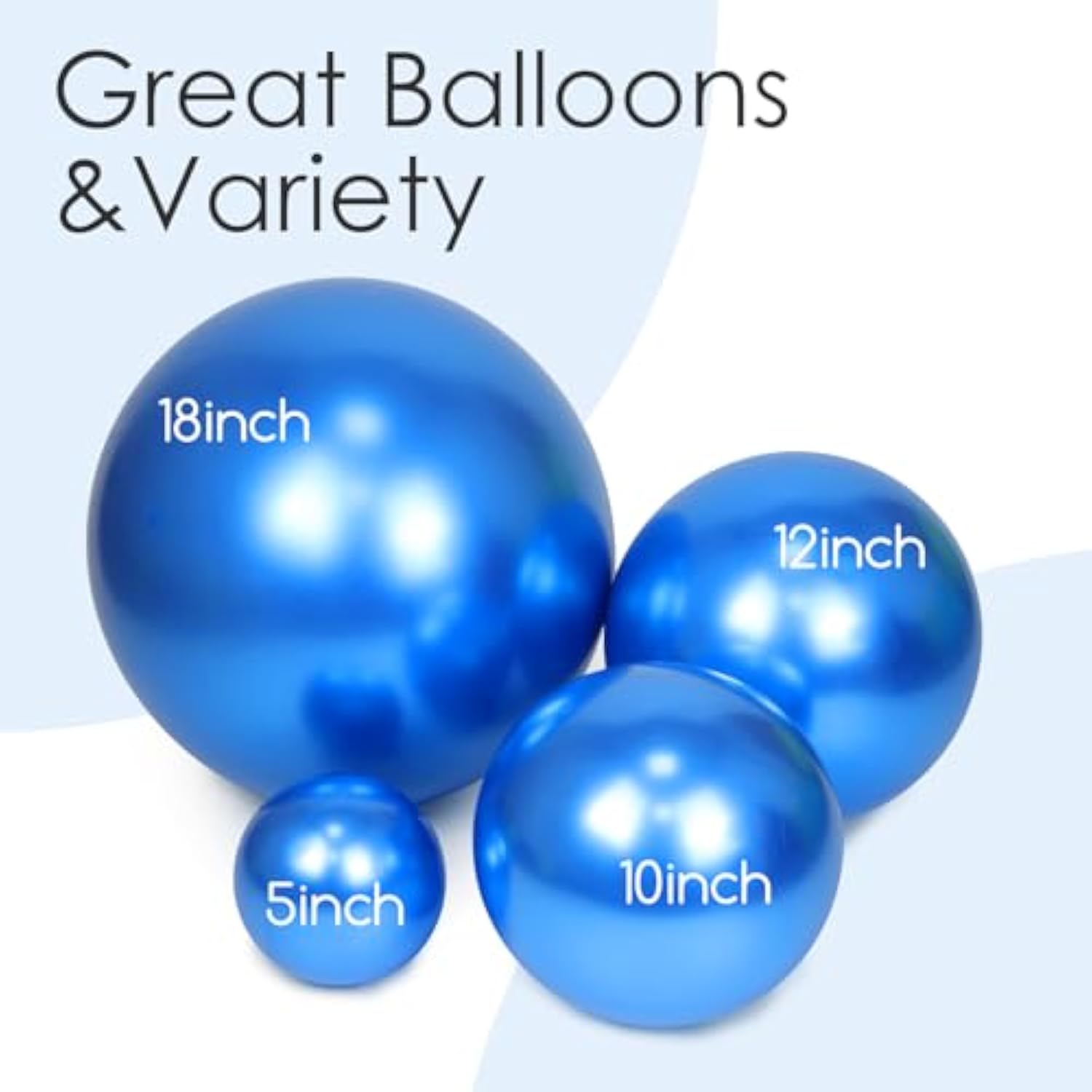 120Pcs Metallic Blue Balloons, 18 12 10 5 Inch Metallic Blue Balloons Different Sizes Blue Balloon Arch Kit For Graduation Baby Shower Wedding Birthday Party Decorations