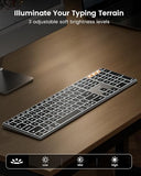 Backlit Wireless Keyboard For Mac, K110-A Aluminum Full Size Ultra Slim Bluetooth Keyboard For Ipad, Multi-Device, Low Profile, Rechargeable, For Macbook Pro/Air, Imac, Mac Mini, Space Gray
