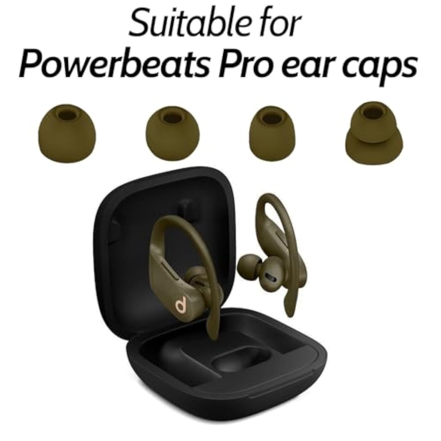 8 Pairs Premium Ear Tips For Powerbeats Pro Earbuds In Ear Tips, Silicone Washable Noise Reducing Secure Fit For Beats Powerbeats Pro, Fit In Case, Buds Tips S/M/L, Double Flange, Army Green