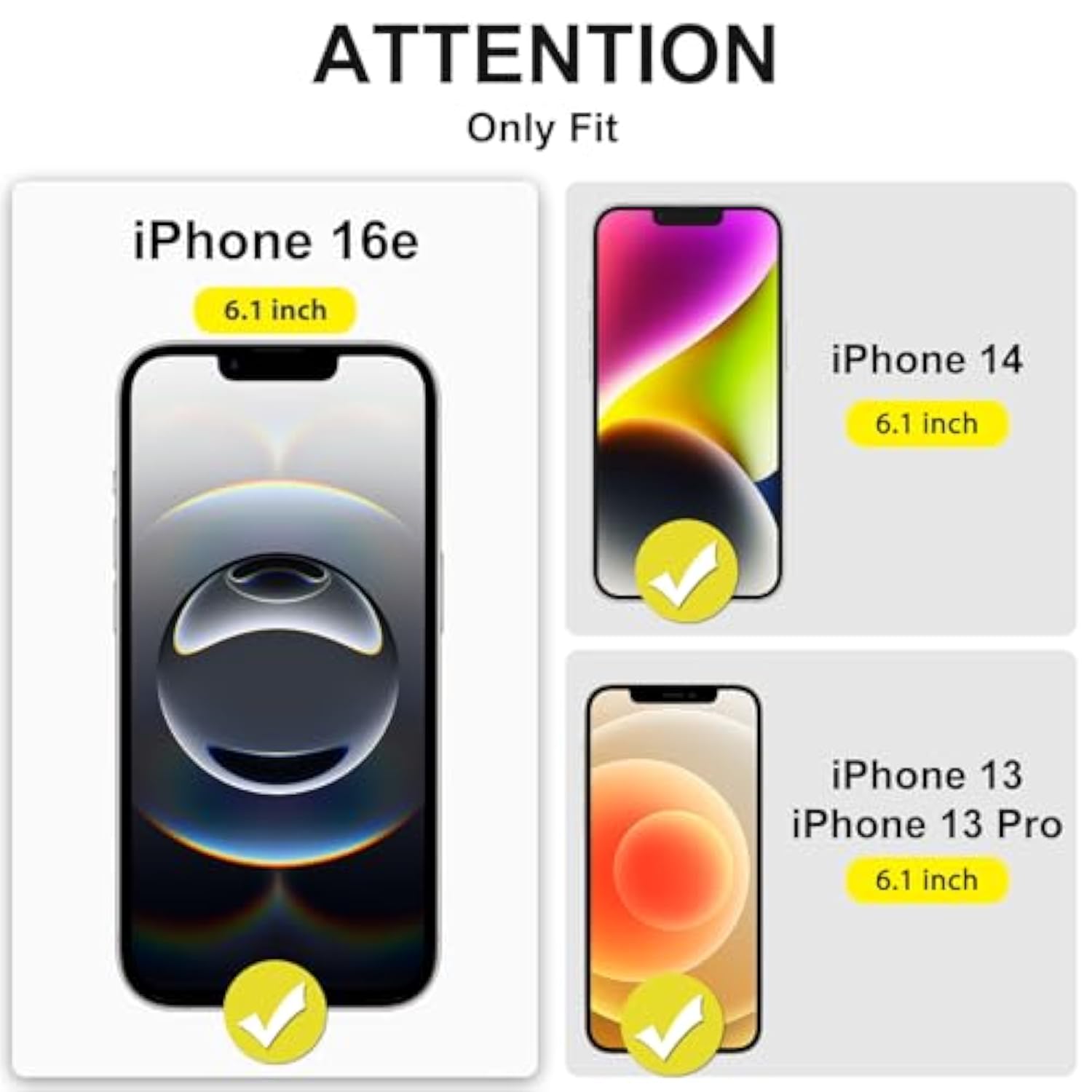 3 Pack Screen Protector For Iphone 14 / Iphone 13 / Iphone 13 Pro 6.1 Inch, Tempered Glass Film, Bubble-Free, 9H Hardness