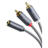 UGREEN 3.5mm Female to 2 RCA Male Cable Gold Plated Stereo RCA Auxiliary Audio Adapter Flexible Metal Shell Y Splitter Aux Cord Compatible with iPod MP3 DVD DJ Controller Mixer Speaker, 0.65FT