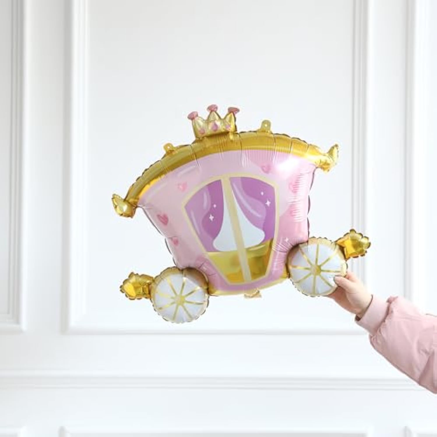 4Pcs Princess Birthday Party Balloons With 30Inch Castle Carriage Foil Balloons For Girl Princess Baby Shower Decorations(4Pcs Set)