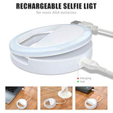 Rechargeable Selfie Ring Light 36 LEDs 3-Level Brightness Clips on Phone