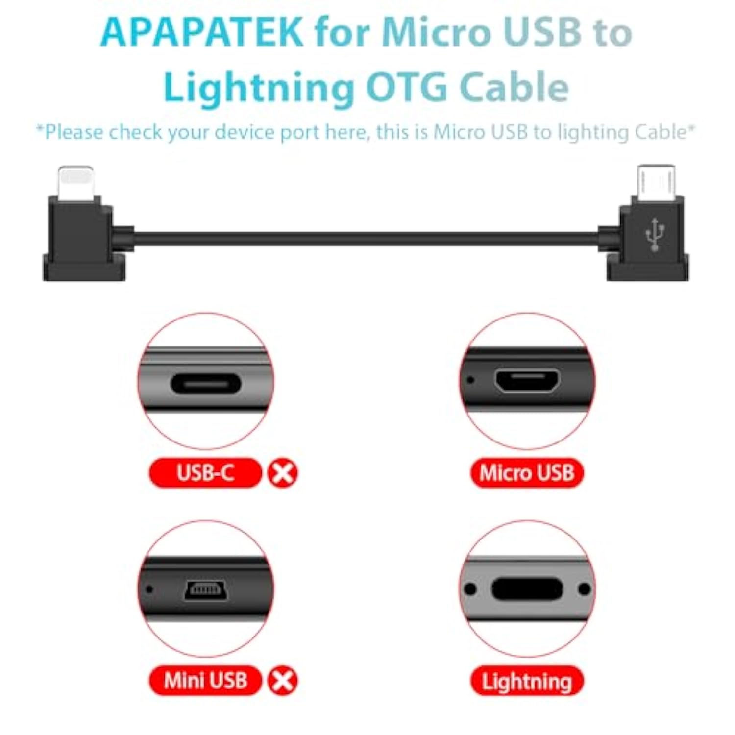 For Ios To Micro Usb Data Cable For Dji Spark, Dji Mavic Pro/Mini 1St & Se/2 Series/Air 1St Drone Controller, Link For Iphone 14 13 12 11 Pro Max Ipad 9Th/8Th/7Th/6Th/5Th Gen (1Ft/30Cm)