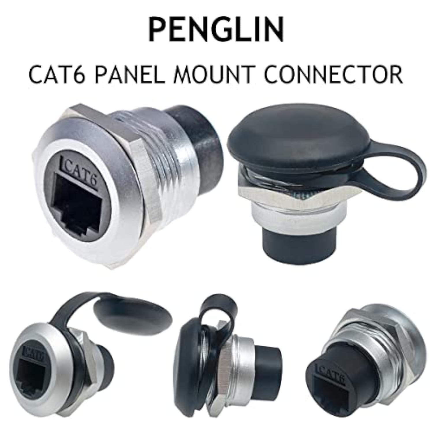 5Pcs Rj45 Cat6 Panel Mount Connector, Cat6 Ethernet Lan Pass Through Coupler,