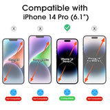 Amfilm Easiest Installation Onetouch For 14 Pro [6.1 Inch] Screen Protector Tempered Glass, Auto-Alignment Tech, Bubble Free And Full Coverage Case Friendly, Anti-Scratch 2 Pack