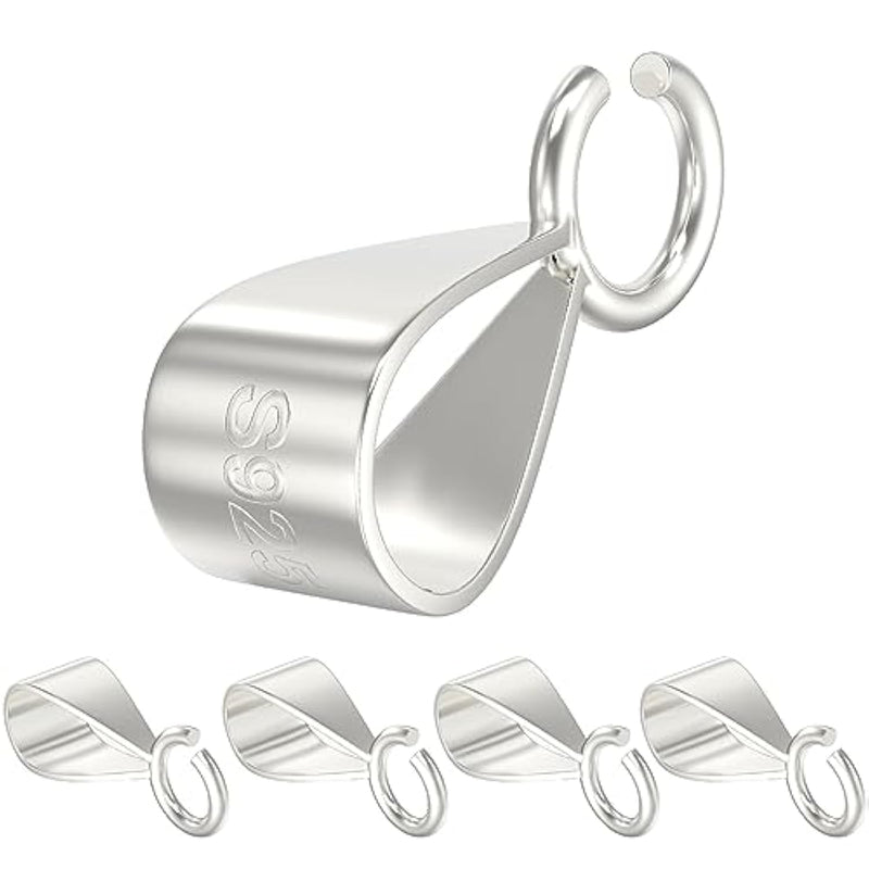 925 Sterling Silver Bails For Pendants Clasp With Open Loop,Jewelry Bails For Pendants Slider Connectors For Necklace Jewelry Making Made In Italy(5Pcs)