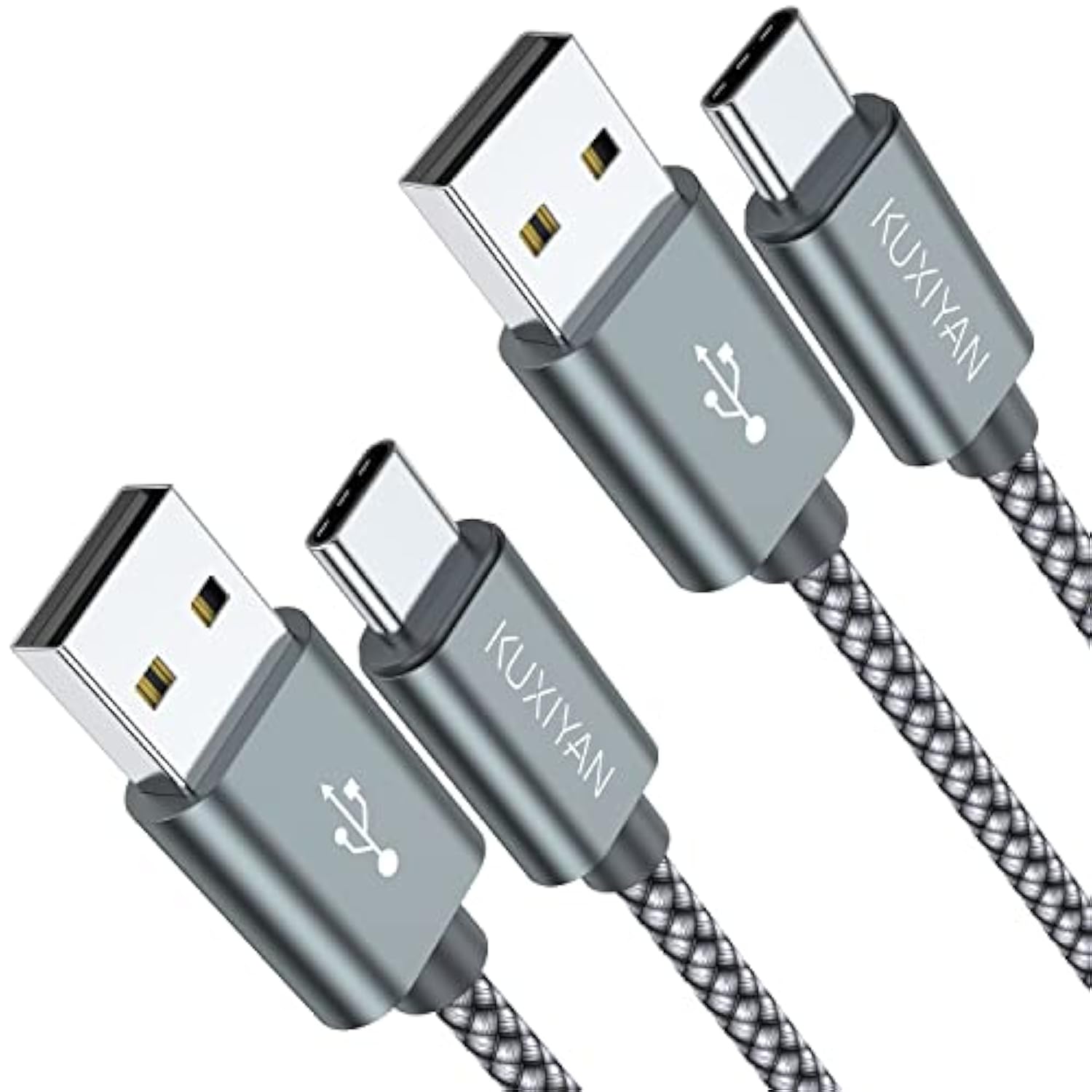 2-Pack 3FT USB C Cable, Fast Charging Nylon Braided Cord for iPhone/Samsung