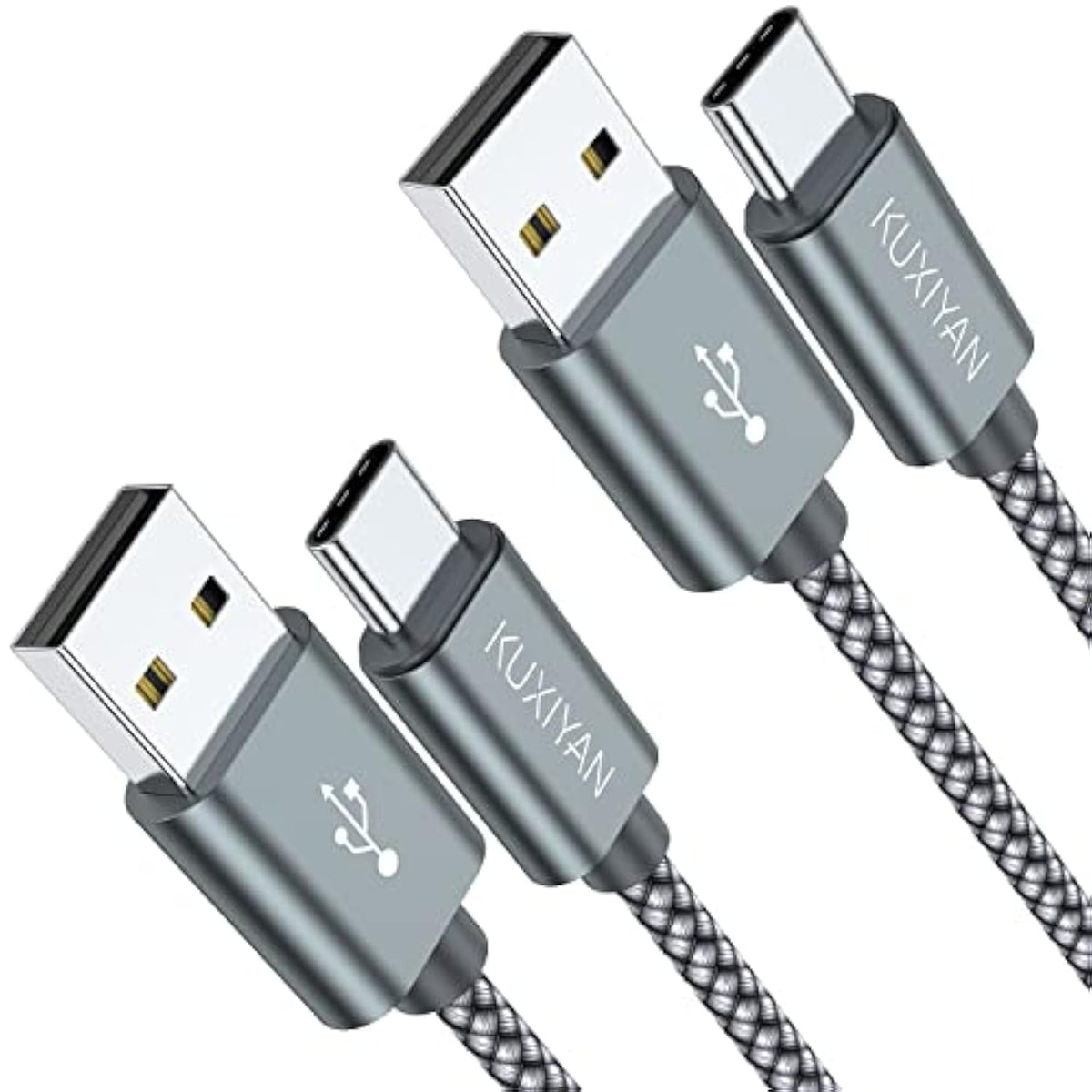 2-Pack 3FT USB C Cable, Fast Charging Nylon Braided Cord for iPhone/Samsung