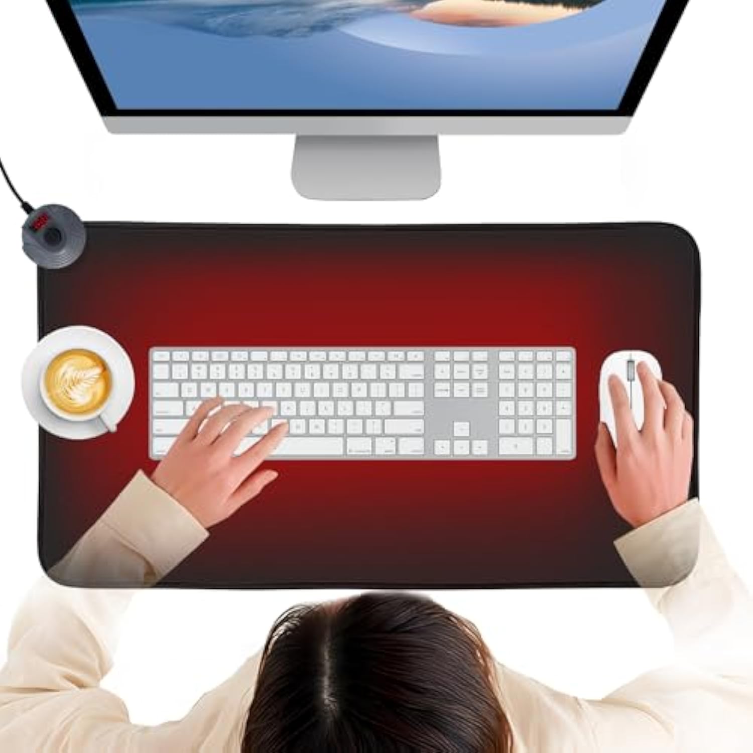 Heated Mouse Pad - Heated Desk Mat With 8 Levels Heating & 3 Hours Auto Shut-Off - 31.8”X 17.3”Large Safe Desk Mat Hand Warmer For Home Office Work(Black)