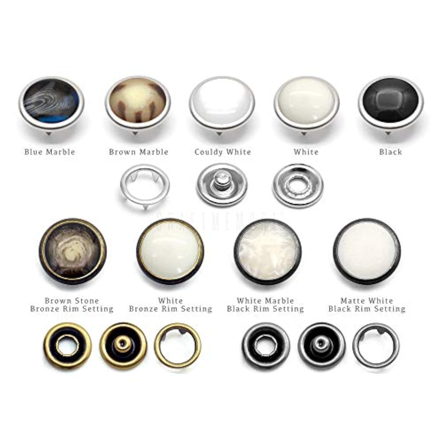 20 Sets 12Mm Pearl Snaps Fasteners Pearl-Like Prong Snap Button For We