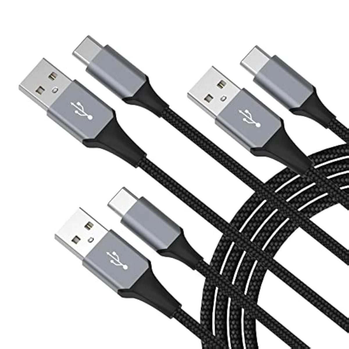 Usb C Cable 3Pack(3Ft/6Ft/6Ft), Usb A To Usb C Fast Charger Cord Nylon Braided Compatible With 16/15/Plus/Pro/Pro Max?Galaxy S25 S24 S23 S22 A51 S10 S9, And Other Usb C Devicesblack