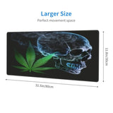 Marijuana Pot Leaf Weed Skull Mouse Pad, Large 31.5 X 11.8 In Rubber Base Keyboard Mouse Mat Desk Pad