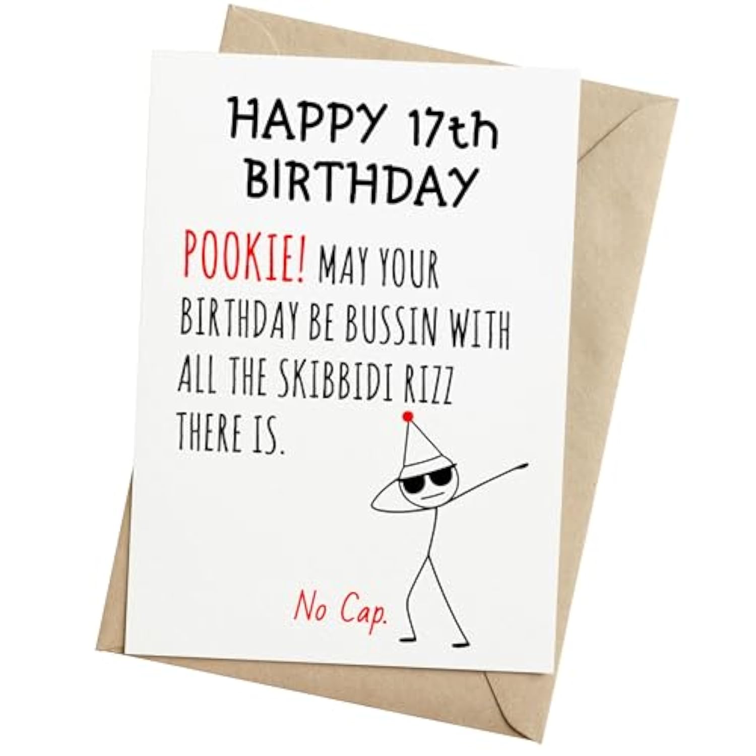 Funny 17Th Birthday Card For Teens, Boys, Girls – Fun 17 Year Old Birthday Gifts – Hilarious Gen Z Slang Meme Gift For Son, Daughter, Brother, Friends – 5X7Inch Folded Card With Envelope
