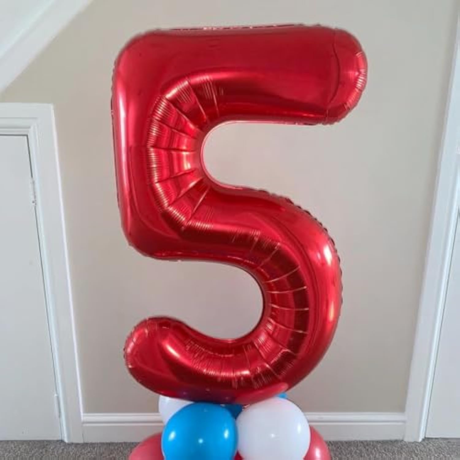 Red 40 Inch Number 5 Foil Mylar Helium Balloon Birthday Anniversary Decorations