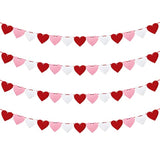 4 Pack Felt Heart Banner Pre-Strung Valentine’S Day Garland Banner Hea