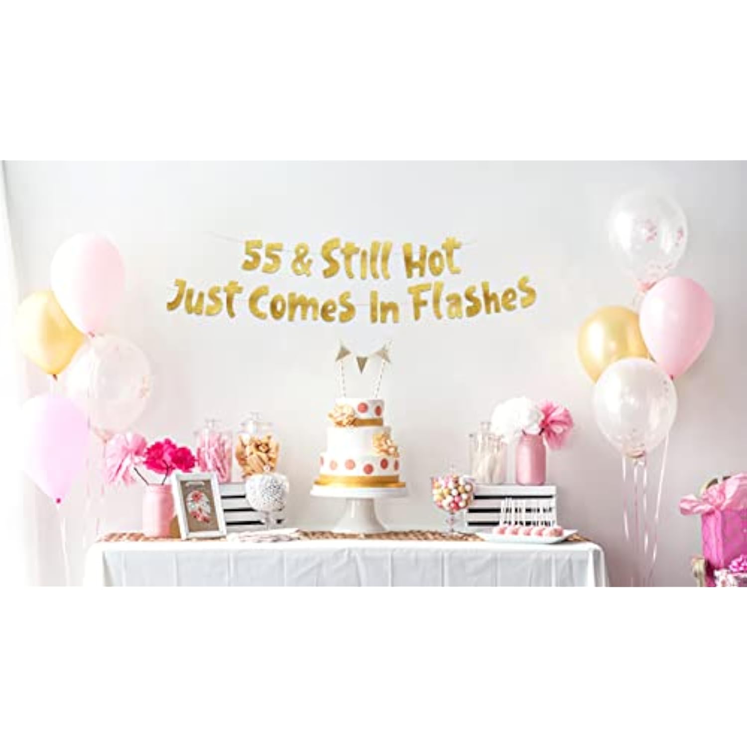 55Th Birthday Gold Glitter Banner Happy 55Th Birthday Party Decorations