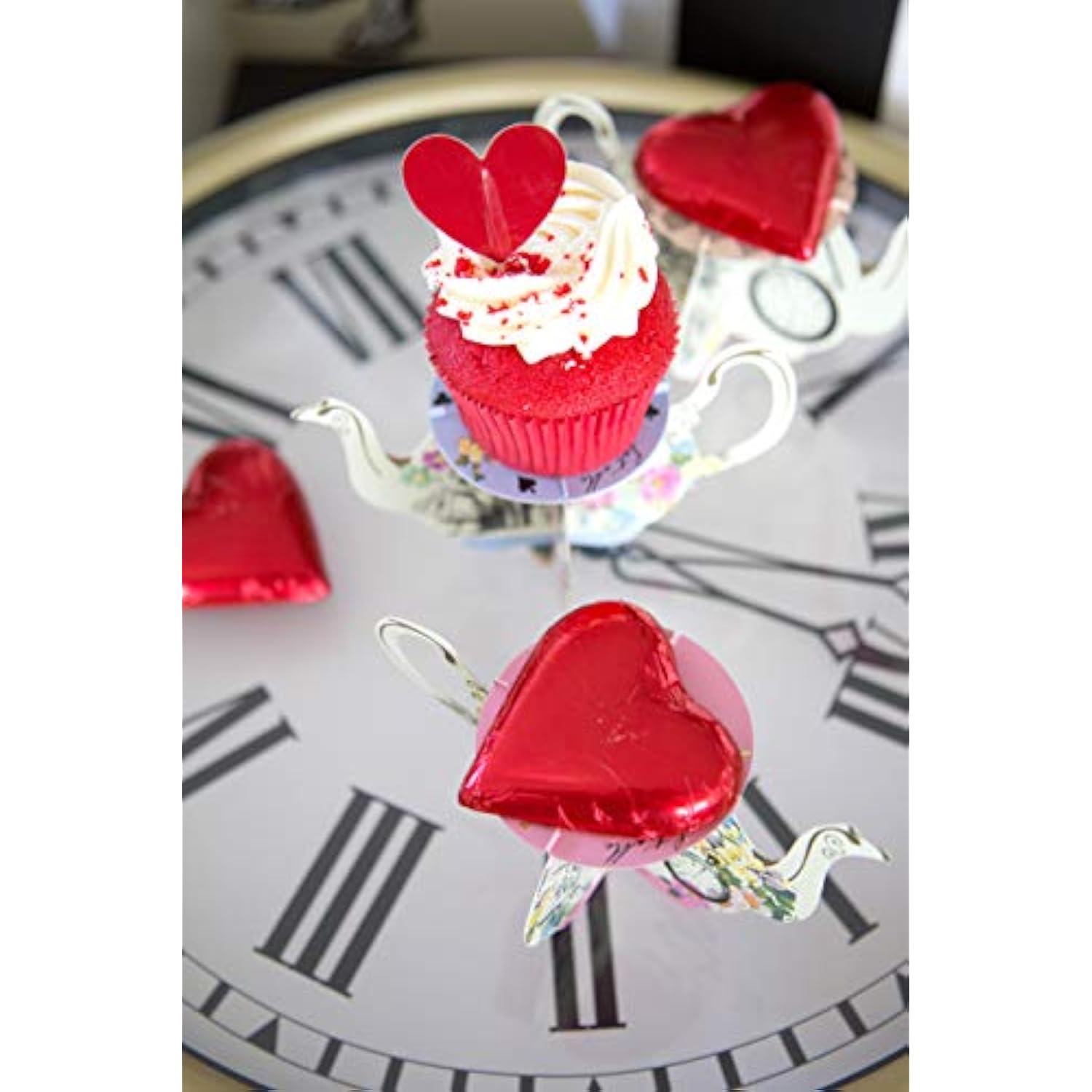 Alice In Wonderland Party Supplies | Cupcake Stand | Great For Mad Hatter Tea Party, Birthday Party And Baby Shower | 3 Designs, 6 Pack