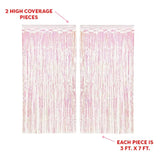 Set of 2 Iridescent Fringe Foil Curtains for Bachelorette, Bridal Shower & Party Backdrops