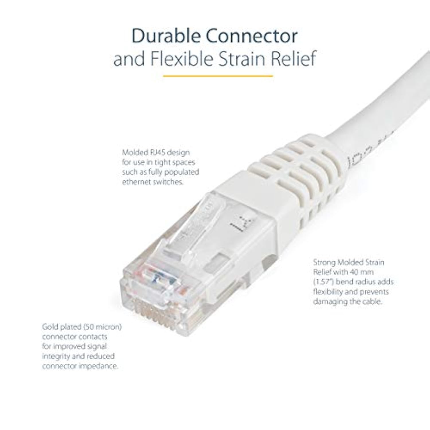 100Ft Cat6 Ethernet Cable - White Cat 6 Gigabit Ethernet Wire -650Mhz 100W Poe