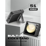 i-Blason Journey for Samsung Galaxy Z Flip 5 Case (2023) with Built-in Screen Protector & Kickstand, Full-Body Rugged Protective Phone Case for Z Flip 5 with Auto-Rotate Hinge Protection (Black)