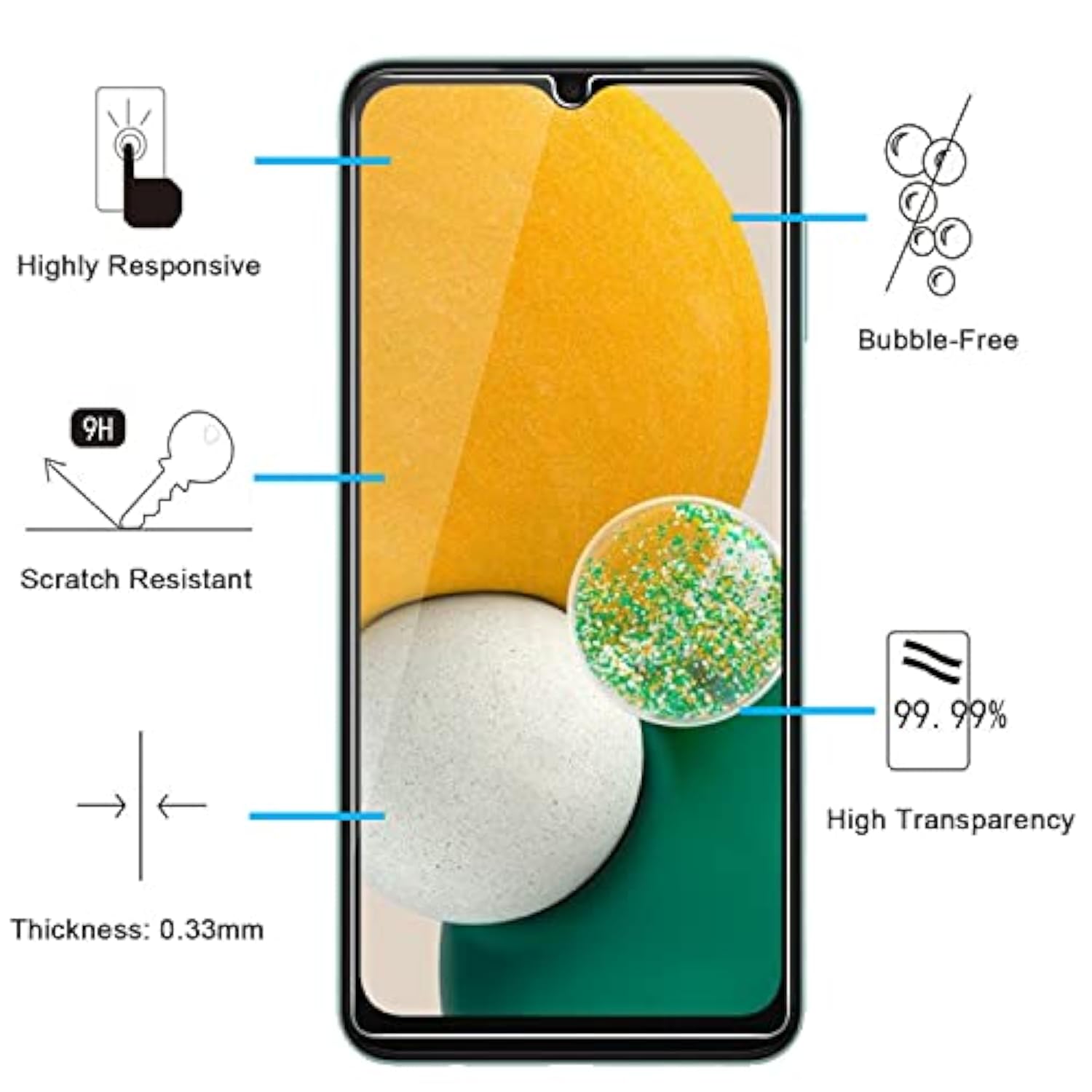 3-Pack Samsung Galaxy A13 4G/5G Tempered Glass Screen Protector Anti-Scratch