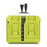 Op401 Dual Battery Rapid Charger For Ryobi 40V, Compatible With Ryobi 40V 6Ah, 5Ah, 4Ah, 3Ah, 2.5Ah, 2Ah Lithium Batteries
