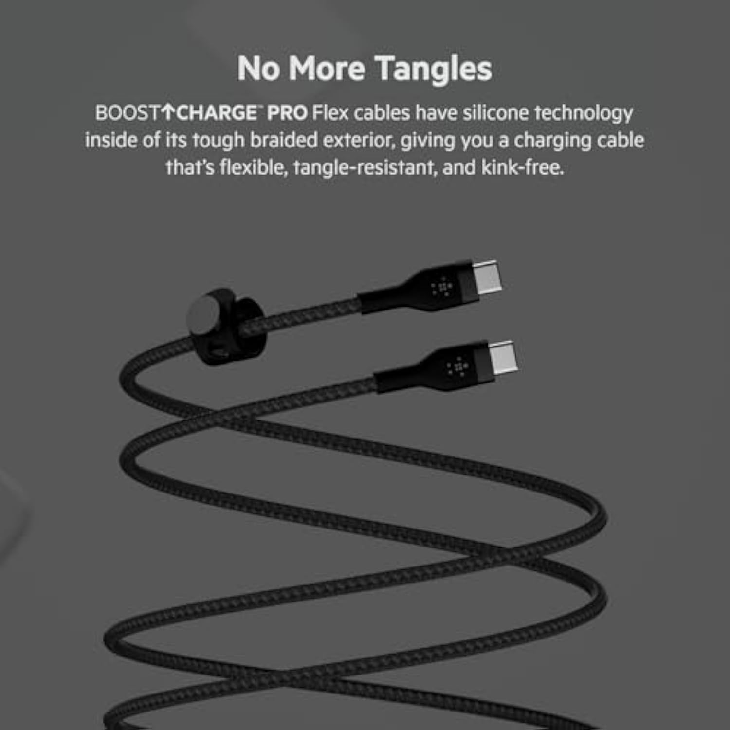 Belkin BoostCharge Pro Flex Braided USB-C to USB-C Charger Cable (2M/6.6ft), USB-IF Fast Charging Cable for iPhone 16 Series, Macbook Pro, iPad Pro, Galaxy S25, S24, Nintendo Switch 2 & More - Black