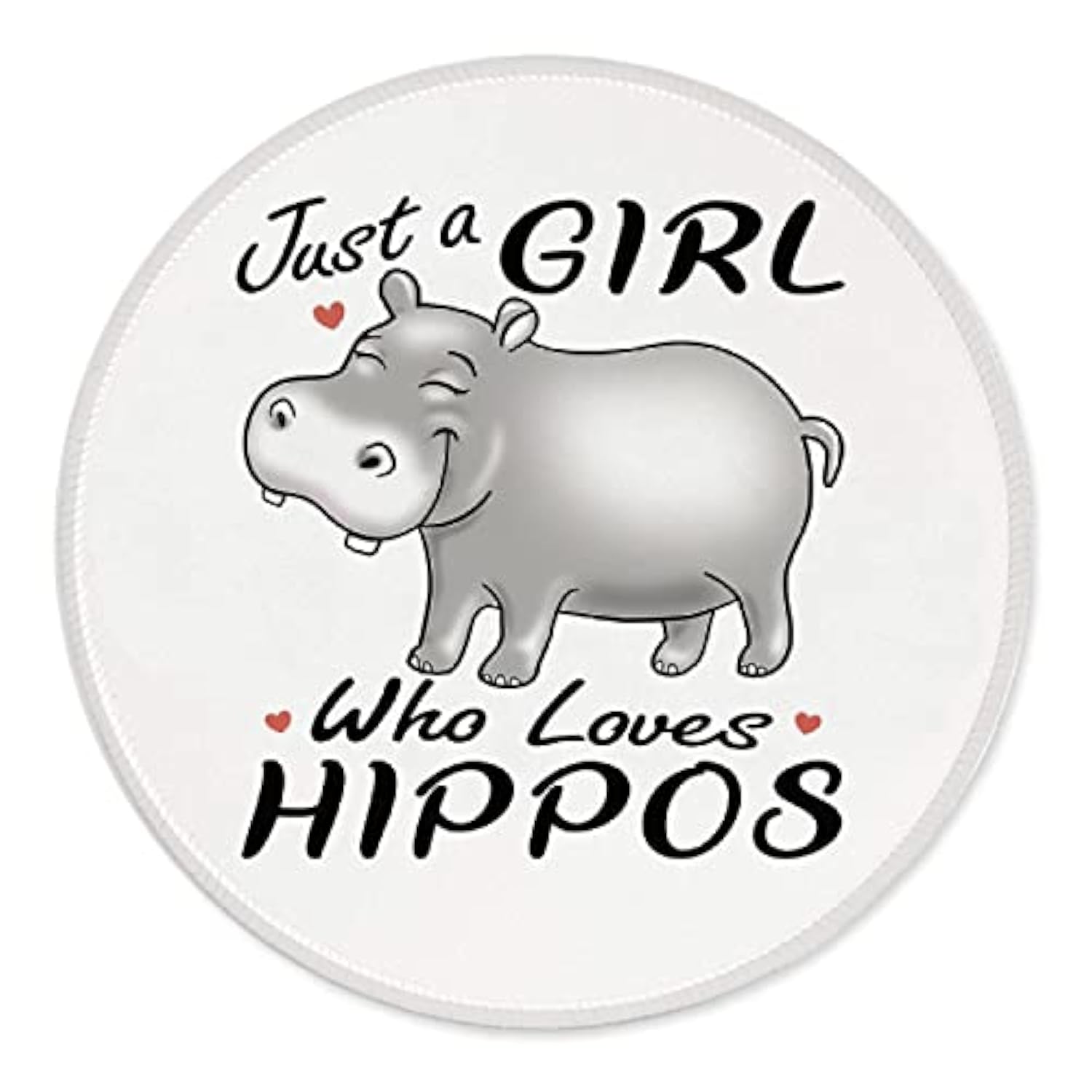 Just A Girl Who Loves Hippos Mouse Pad 7.9 X 7.9 Inch,Cute Cartoon Wild Animal Hippo Non-Slip Rubber Base Mousepads For Home Office College Dorm Desk Decor,Gifts For Hippo Lovers Girls
