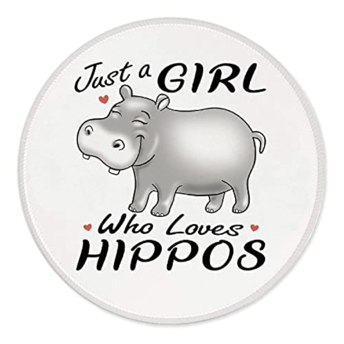 Just A Girl Who Loves Hippos Mouse Pad 7.9 X 7.9 Inch,Cute Cartoon Wild Animal Hippo Non-Slip Rubber Base Mousepads For Home Office College Dorm Desk Decor,Gifts For Hippo Lovers Girls