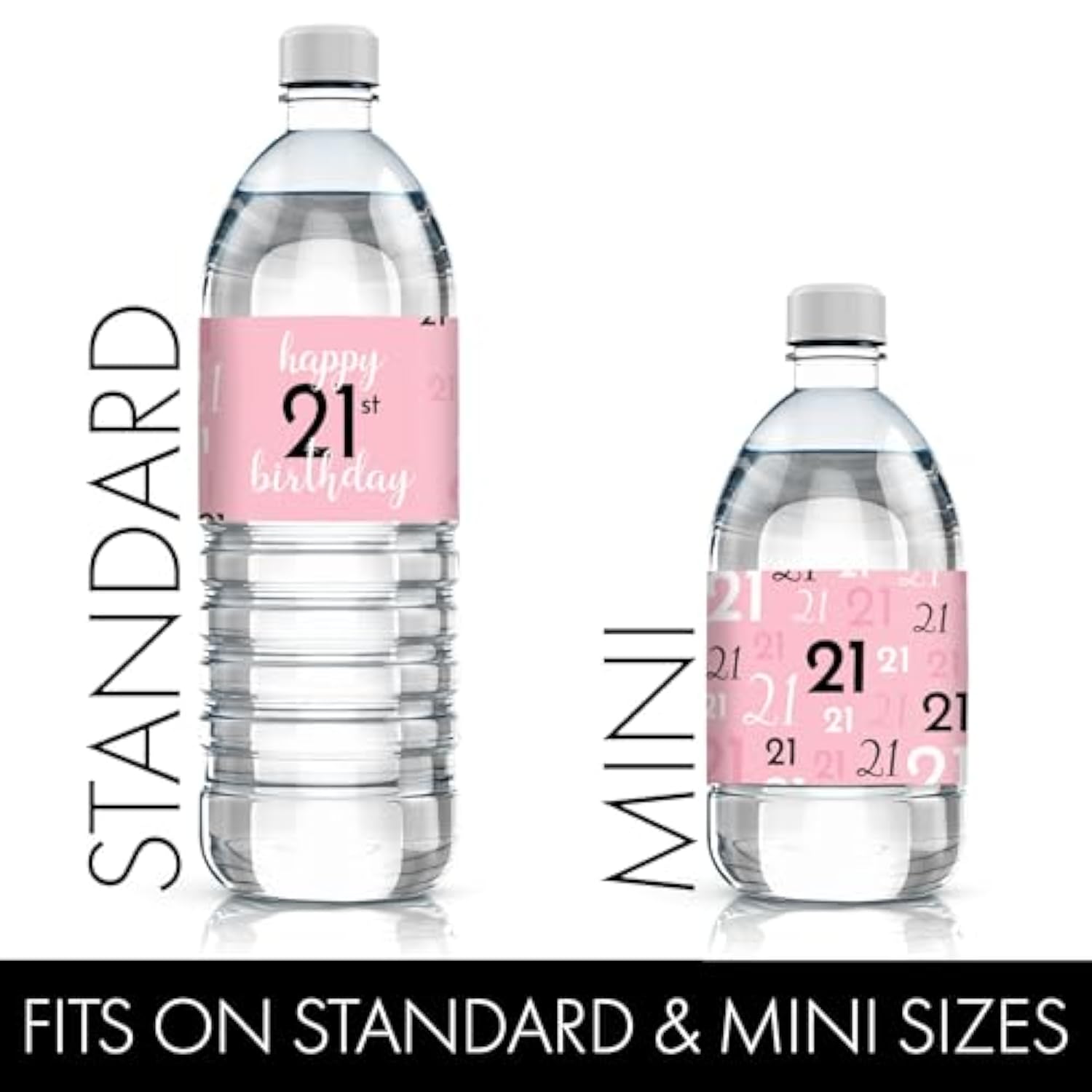 Pink, Black, And White 21St Birthday Water Bottle Labels – 20 Waterproof Stickers – Chic Party Decorations For 21St Birthday Celebration