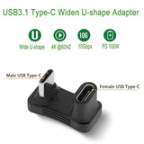 Wider U Shaped Angle Usb C Adapter 10Gbps Usb3.1 Type C Male To Female U Shape