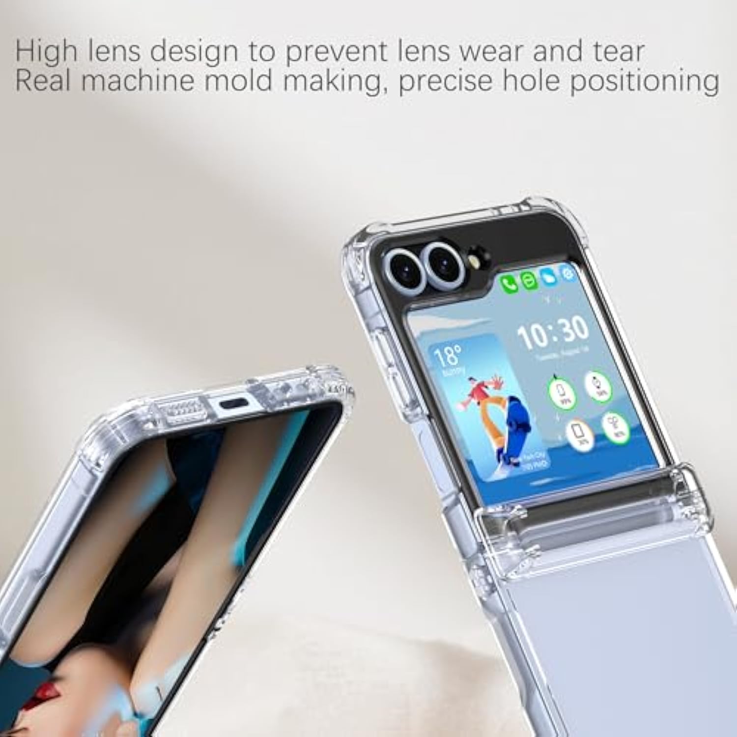 Designed For Samsung Galaxy Z Flip 7 Fe/ 6/5 Case Clear With Hinge Protection & Tempered Glass Screen Protector For Samsung Flip 6/5 Slim Full Cover Phone Protective Case - Clear