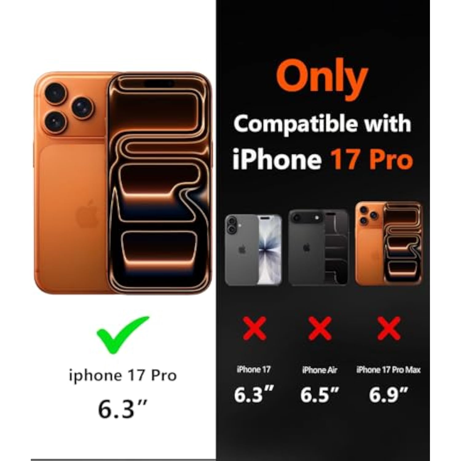 Magnetic For Iphone 17 Pro Case-(Compatible With Magsafe) Heavy Duty Protection Phone Case With Camera Control Button With Screen Protector Shockproof Drop-Proof 6.3 Inch (Red)