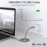 Usb C To Usb C 100W Cable 10 Ft 2Pack, 5A Fast Charging Usbc Charger Cable For Iphone 15/15 Pro/15 Plus/15 Pro Max, Macbook Pro2020, Ipad Pro/Air 5/4, Samung Galaxy S22/S23+/S23 Ultra,Grey