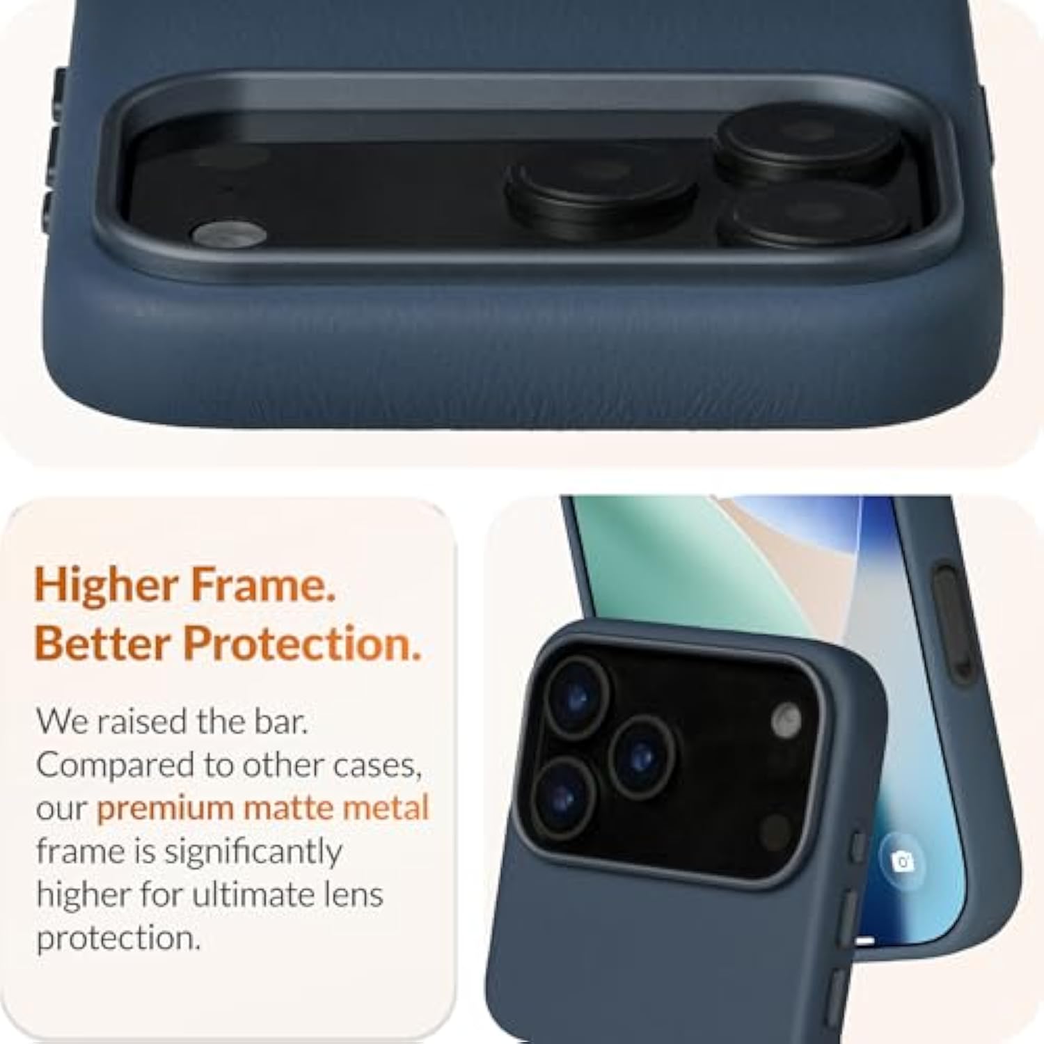 Classic | Gold-Rated Leather - European Genuine Vele Leather Case For Iphone 17 Pro - [Built-In Camera Control And Compatible With Magsafe] - Azzurro Blue