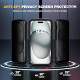 Designed For Iphone 15 Case, [With Privacy Screen Protector] [Anti Spy] [Military Grade Drop Protection] Heavy Duty Full-Body Shockproof Phone Case, Black