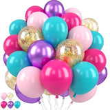 Pink Blue Purple Balloons, Pink And Purple Balloon, Teal Blue Hot Pink Metallic Purple Balloons Gold Confetti Balloon For Gilrs Birthday Baby Shower Party Wedding Bridal Shower Decorations