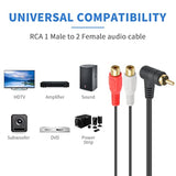 90 Degree Rca Y Splitter Cable 8In/20Cm, Right Angled Rca Splitter 1 Male To 2